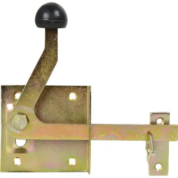 Doprava Zdarma Zámek zahradní branky s hákem, 150 mm, deska 80 x 80 mm, žlutá pozinkovaná ocel