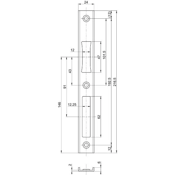 BKS protiplech B9000, 216,5 x 24 mm, U-štulp 6 mm Finální Výprodej