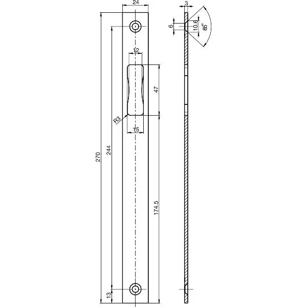 BKS protiplech B9000 1046, 270 x 24 mm, jen spodní, plochý štulp Akce
