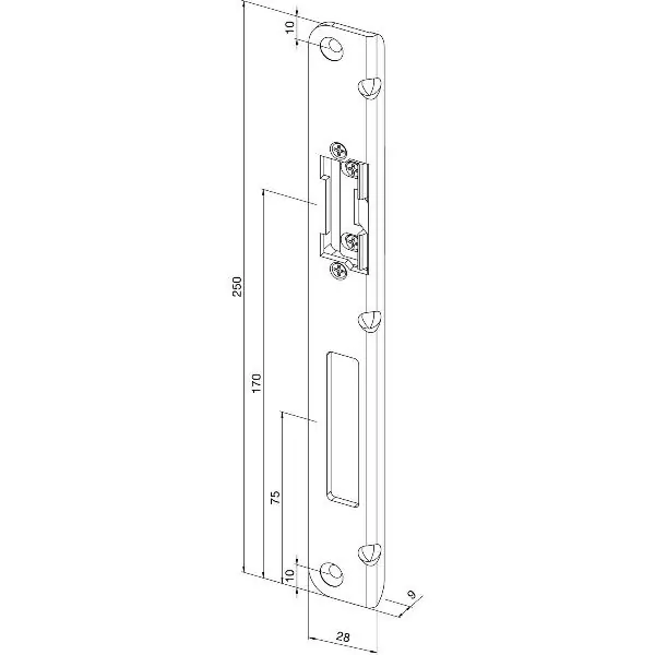Akce Protiplech k KFV AS2600/3500 pro střelku a závoru 250x28x9x3mm,levý, pozink