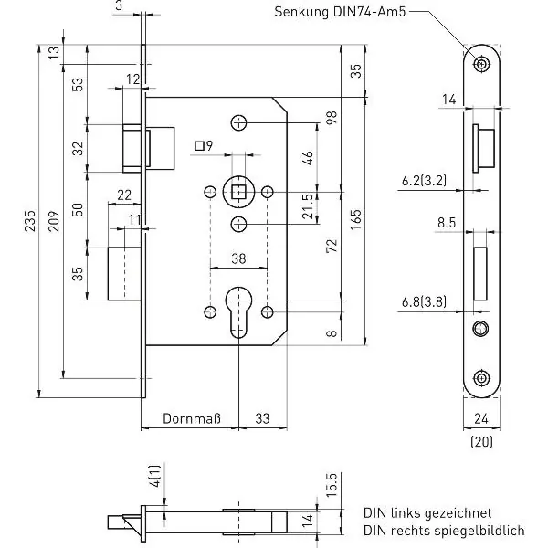 BMH Zámek únikových dveří 6013 1-křídlý E/EN 1125, pravý, nerez štulp 24 Must-Have