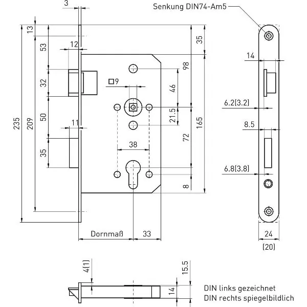 Akce BMH Zámek únikových dveří6028 1-křidlý Funkce E/EN 1125, levé, nerez štulp 20