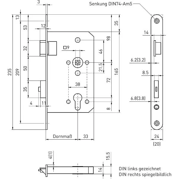 BMH Zámek únikových dveří 6128 2-křídlý Funkce B/EN 1125, pravý, nerez Bezpečná Platba
