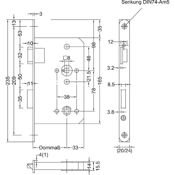 BMH zadlabací zámek Meisterstück WC, levý, DM55, kulatý štulp 20mm, nerez Aktuální