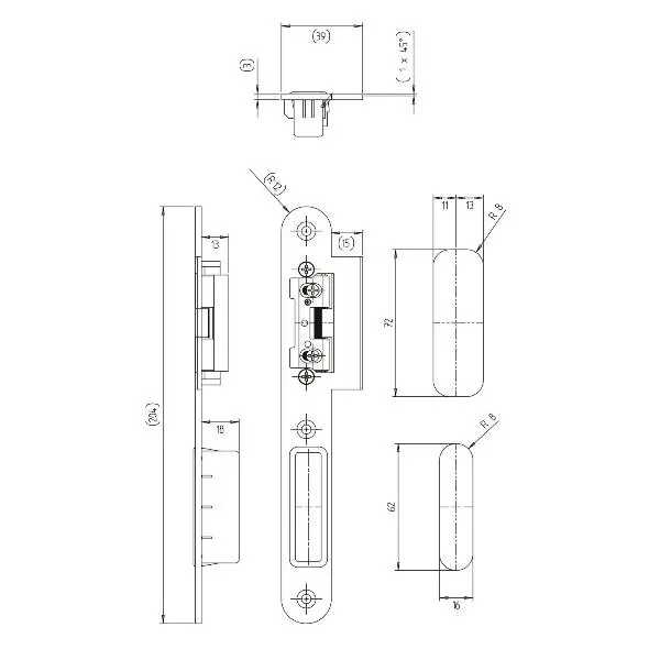 Top Prodej KFV přírubový protiplech 8050 s AT kusem 115, 204 x 24 x 3mm, levý, nerez
