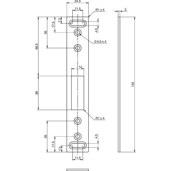 Protiplech EA 306 pro elektrické vícebodové zámky, 152x24,5x2 mm Ihned K Objednání
