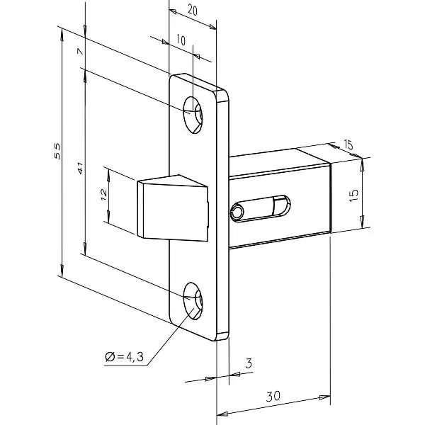 Střelkový zámek 802 fix, štulp 55x20x3 mm, šedě lakovaný Sleva