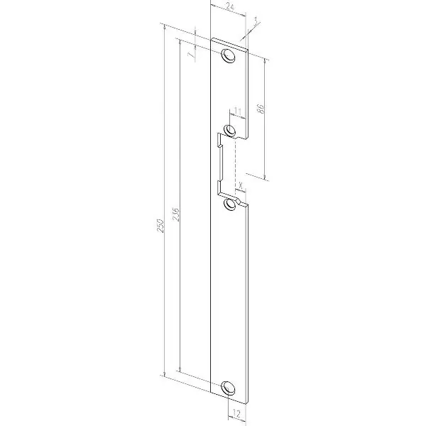Nejprodávanější Plochý protiplech HZ otevřený bez výřezu pro závoru, 24x250x3, 38535-01, nerez