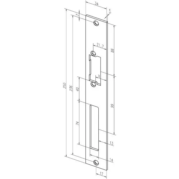 Vrácení Zdarma Plochý protiplech 94A uzavřený, 94A35-01, 250 x 34 x 3 mm, nerez