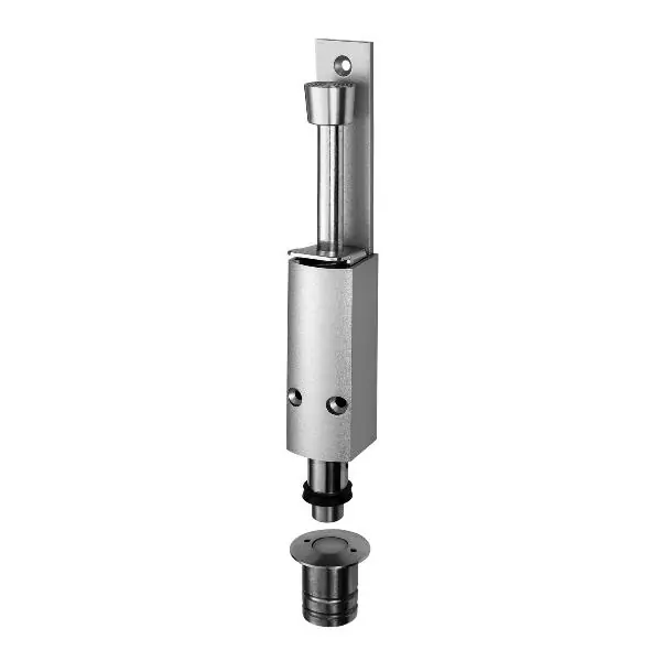 Ověřený Dveřní stavěč 1248 s podlahovým pouzdrem,zdvih 150mm,hliník stříbr. elox/nerez