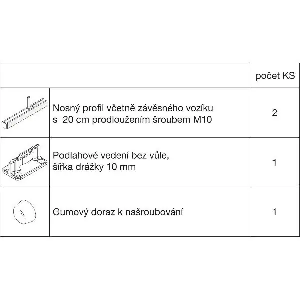 HAWA-Junior 100/B základní sada kování dřevo bez vozíku nosný šroub o 20mm delší Top Prodej