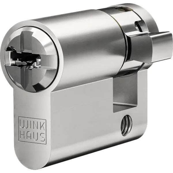 Půlvložka key Tec N-Tra, kompletní vložka, 30 mm, mosaz poniklovaná matná Jen Po Omezenou Doba
